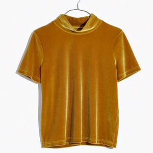 XS Madewell Velvet Mockneck Mustard Tee
